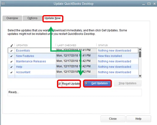 Get updates option - QuickBooks error 195