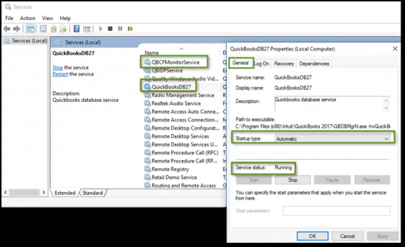 process start the service automatic start