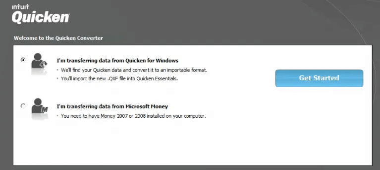 transferring data from Quicken for Windows