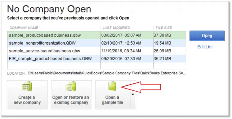 Open a sample company file - Error code 6000, 304