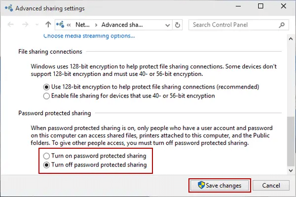 Turn off password-protected sharing in QuickBooks to access company file on a remote computer