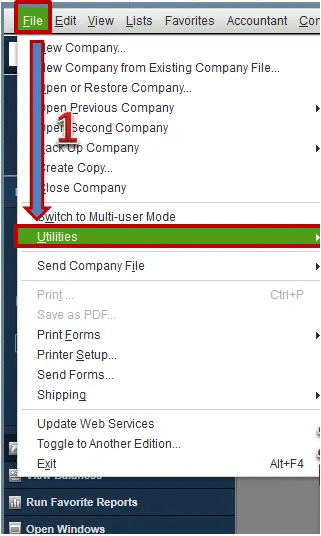 Utilities file in quickbooks already has a company file open