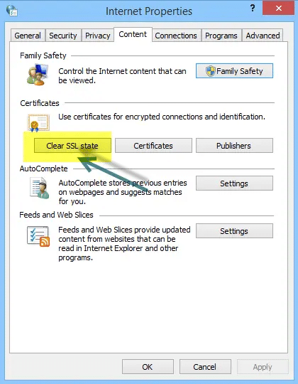 Clear SSL state - QuickBooks error 15225