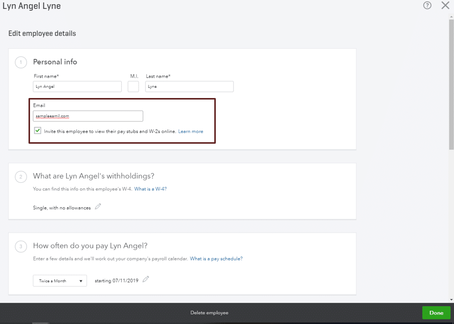 activating View My Paycheck in QuickBooks