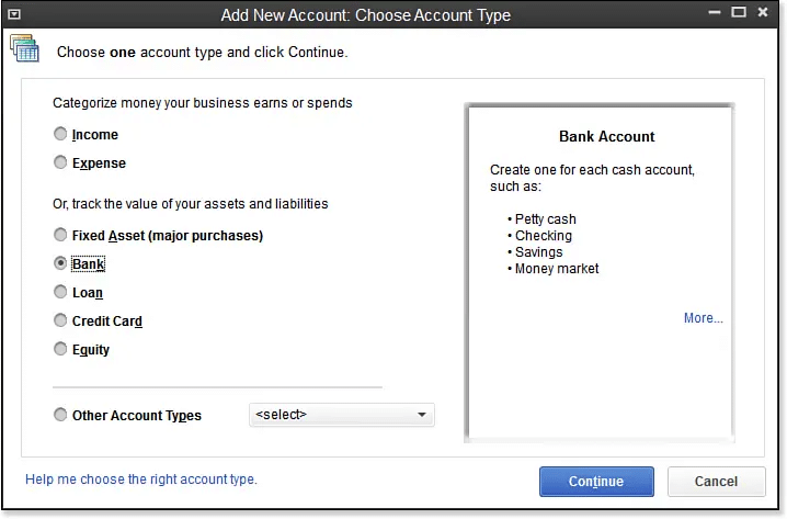 add new account in chart of accounts in quickbooks