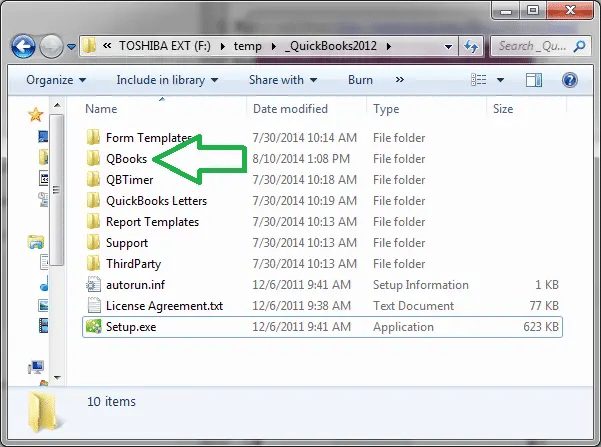 open the QuickBooks folder