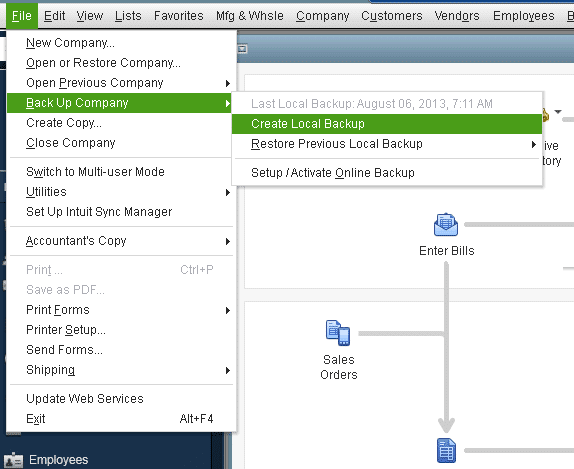 creating local backups in quickbooks - QBWC1039