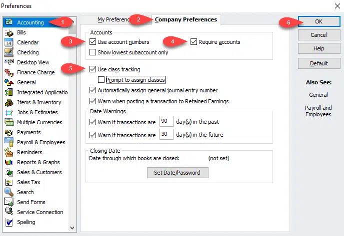 QuickBooks class tracking