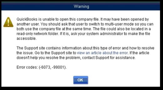 QuickBooks unable to open company file