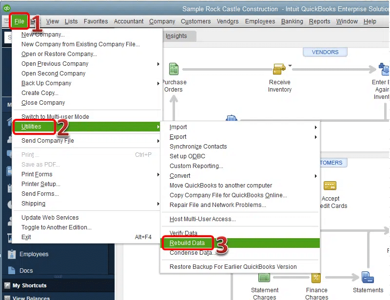 Rebuild company data - QuickBooks unable to backup company file 