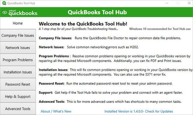 Download and install intuit QuickBooks tool hub