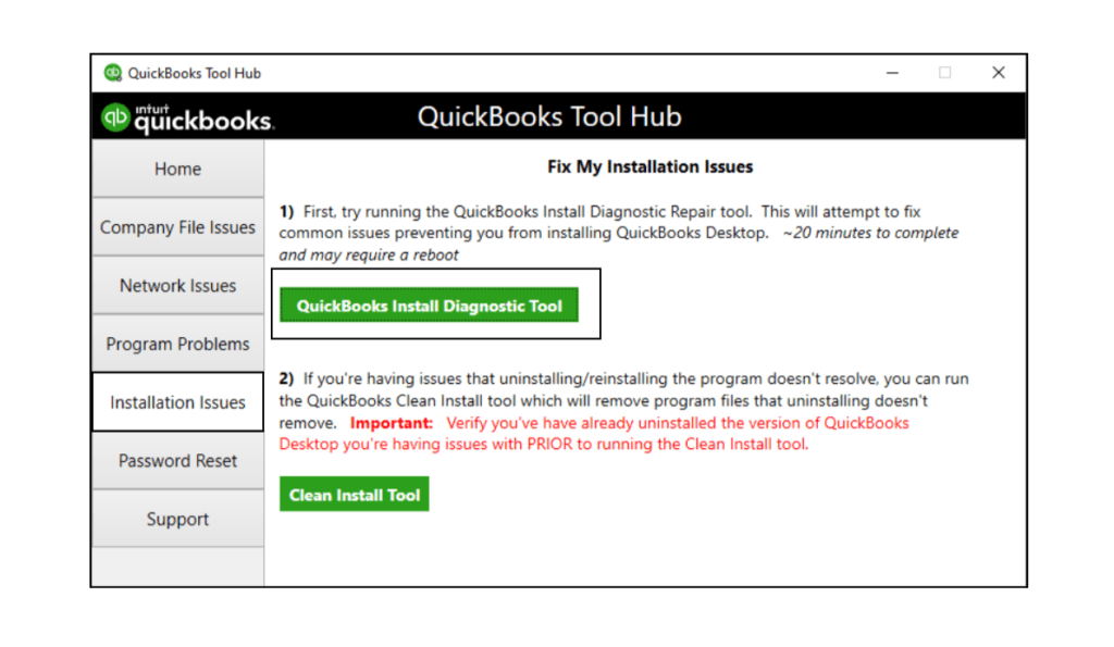  Use the QuickBooks install diagnostic tool