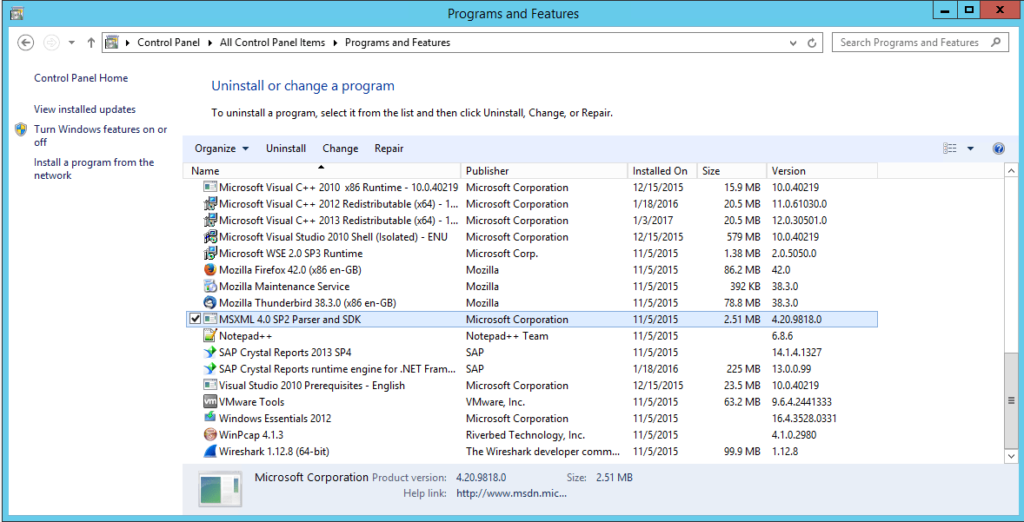 Repair Microsoft MSXML TO resolve the Error