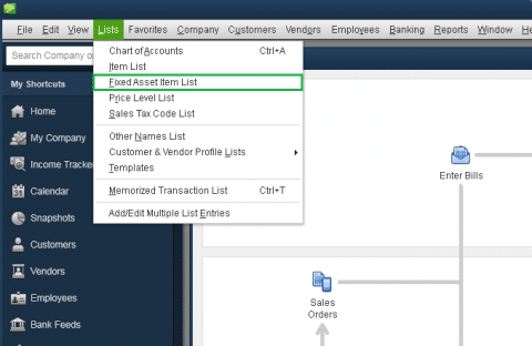 Fixed Asset Item List - QuickBooks Asset manager