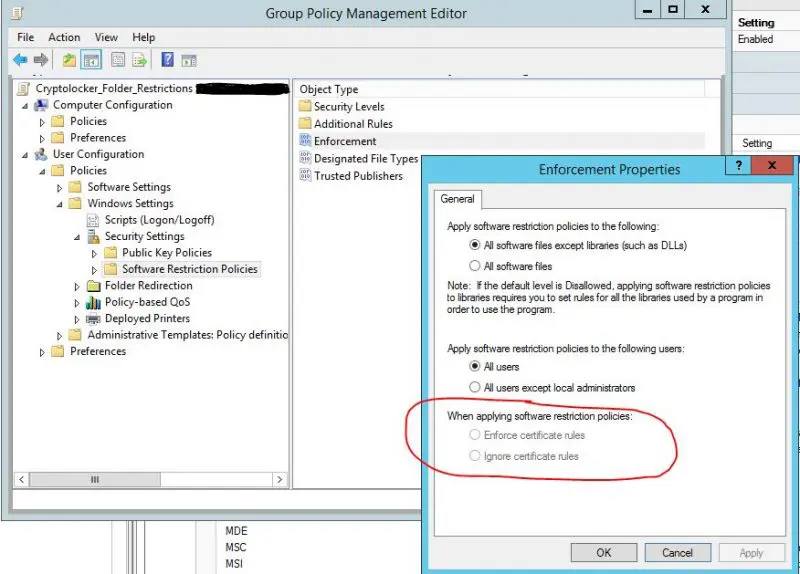 Configuring software restriction policies