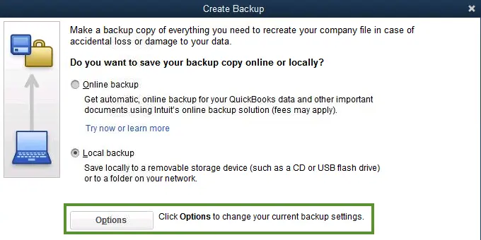 Backup company file - QuickBooks error 15225