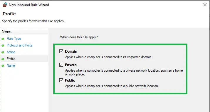 Firewall settings 