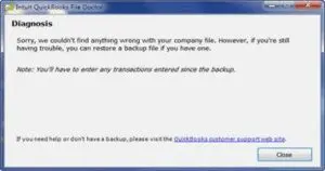 Outcomes of QuickBooks file doctor tool 