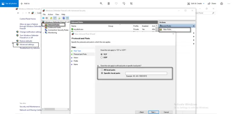 QuickBooks firewall port create new rule 