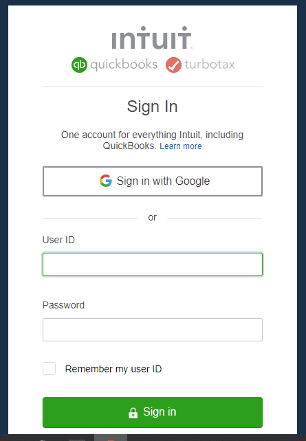 Quickbooks online login page