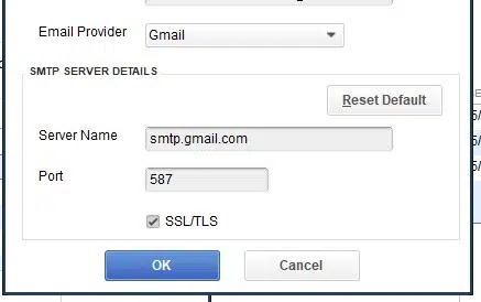 SMTP Server Details - QuickBooks crashes when sending email
