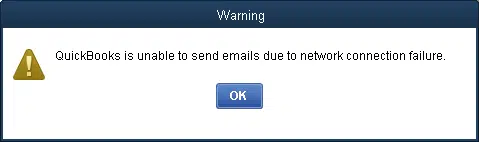 quickbooks is unable to send emails due to network connection failure error prompt