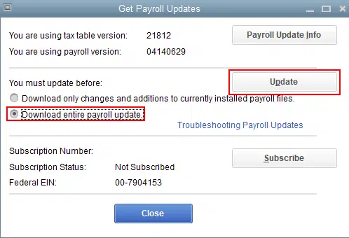 downloading latest payroll updates