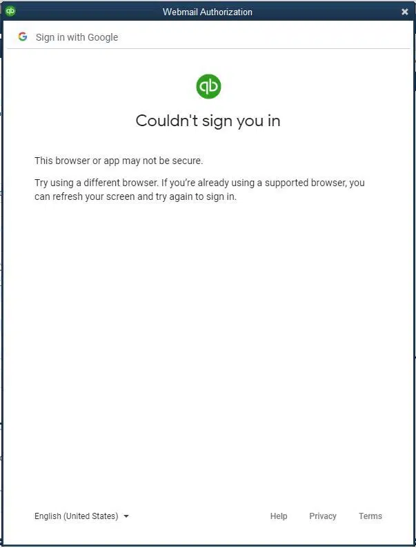 quickbooks gmail not working