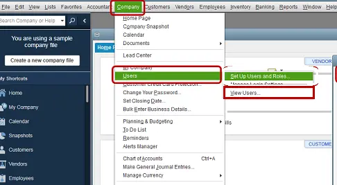 View users- QuickBooks company file in use