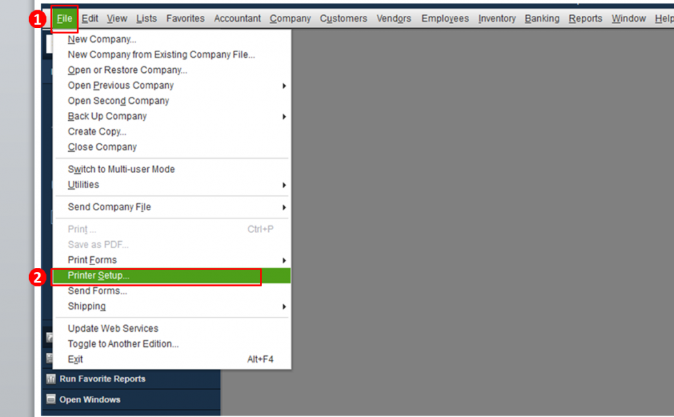 Printer setup option