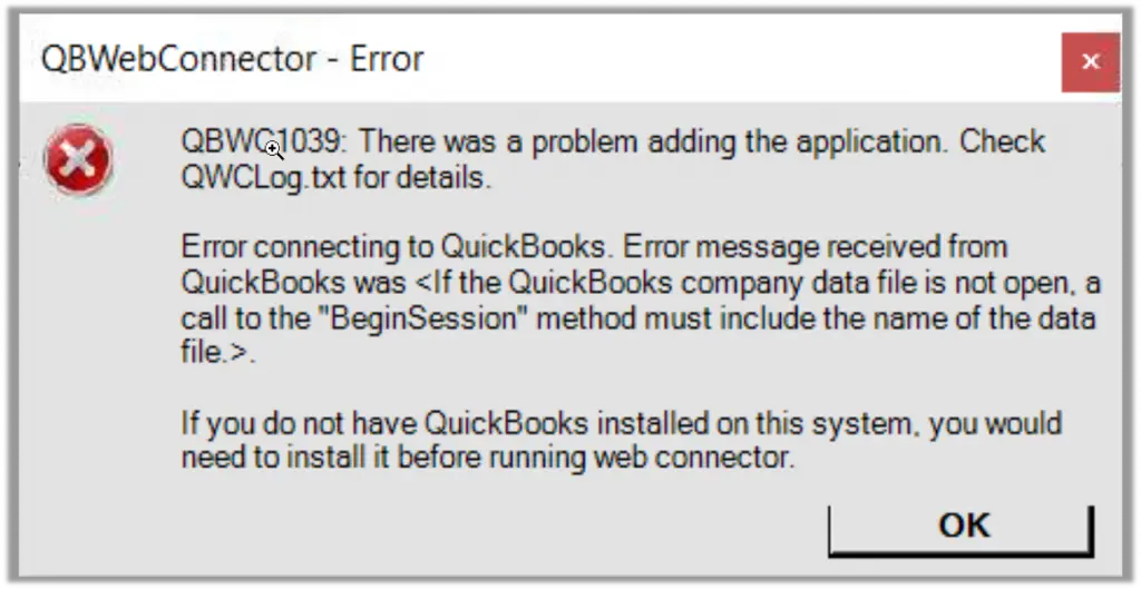 QBWC1039 Error Message