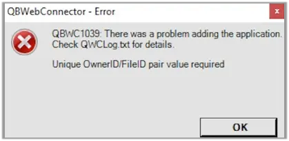 QBWC1039 Error code