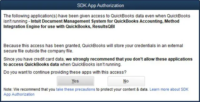 SDK App Authorization- QBWC1039