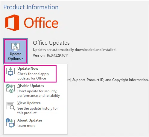 Update MS excel