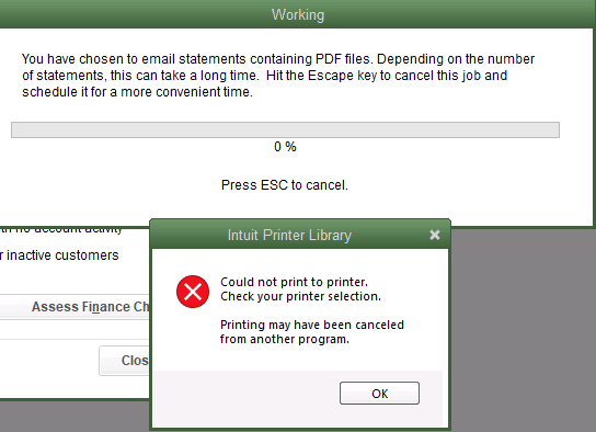 intuit printer library error