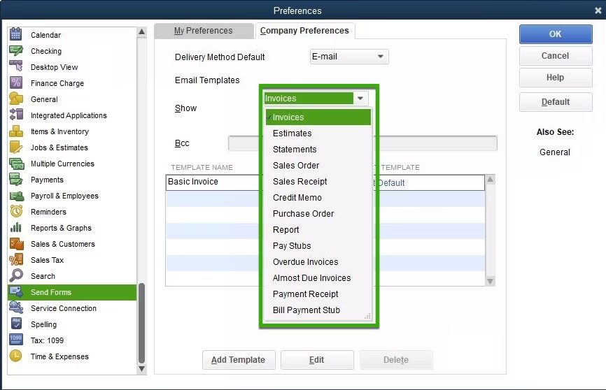 Create custom email templates in QuickBooks Desktop