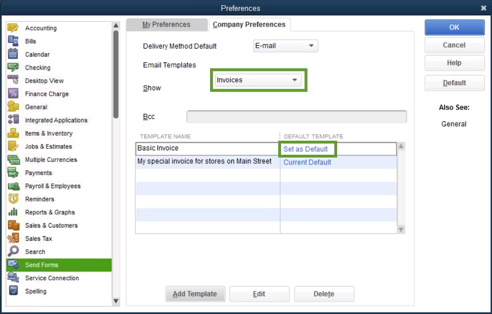 Custom email templates in QuickBooks