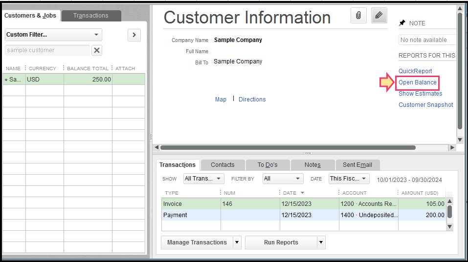 QuickBooks credit memos