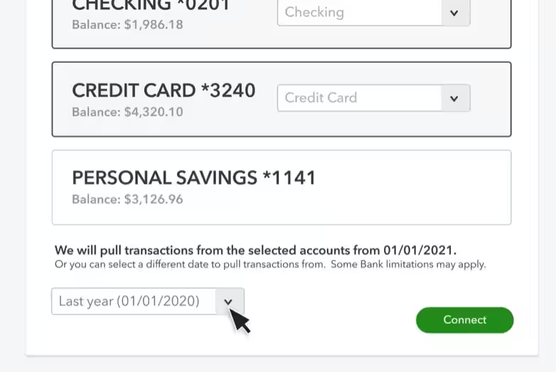 Connect credit card to QuickBooks